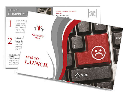 Close up view on conceptual keyboard - Bad mood (red key) Postcard Template