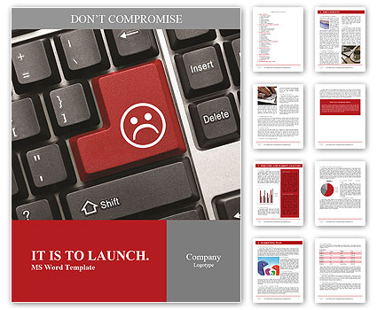 Close up view on conceptual keyboard - Bad mood (red key) Word Template