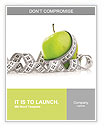 Measuring tape wrapped around a green apple as a symbol of diet. Word Template
