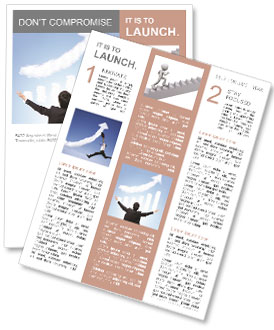 I want be rich - back view of Business man hug a growth graph ( made by cloud ) in the air with blue Newsletter Template