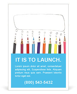 Happy group of pencil faces as social network with speech bubbles Ad Template