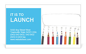 Happy group of pencil faces as social network with speech bubbles Business Card Template