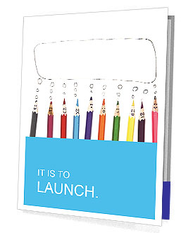 Happy group of pencil faces as social network with speech bubbles Presentation Folder