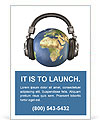 World music 3D render of planet Earth with headphones Ad Template