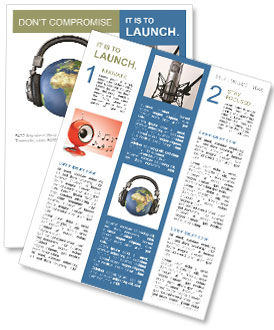 World music 3D render of planet Earth with headphones Newsletter Template