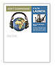 World music 3D render of planet Earth with headphones Newsletter Template