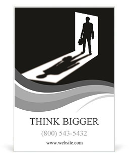 Silhouette of coming businessman in doorway with shadow Ad Template