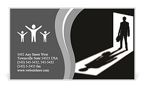 Silhouette of coming businessman in doorway with shadow Business Card Template