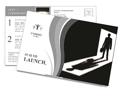 Silhouette of coming businessman in doorway with shadow Postcard Template