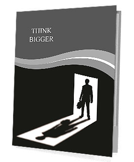 Silhouette of coming businessman in doorway with shadow Presentation Folder