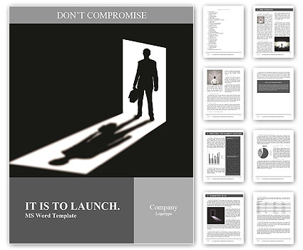 Silhouette of coming businessman in doorway with shadow Word Template