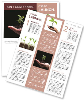 Young plant in woman hand on black background - lit from above, isolated Newsletter Template
