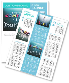Take control of your life concept, colorful words on blackboard Newsletter Template
