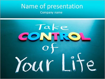 Take control of your life concept, colorful words on blackboard PowerPoint Template