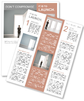 Businessman in blue room with doors open Newsletter Template