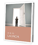 Businessman in blue room with doors open Presentation Folder