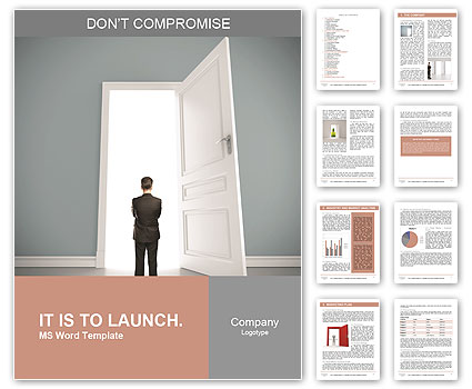 Businessman in blue room with doors open Word Template