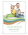 Happy children little girl and boy with ice cream in studio isolated Ad Template