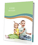Happy children little girl and boy with ice cream in studio isolated Presentation Folder