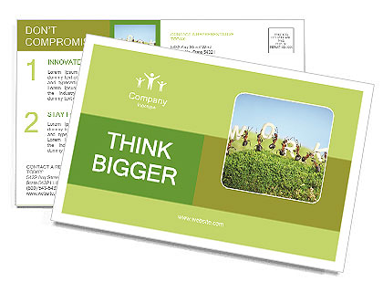 Team of ants constructing word WORK, teamwork Postcard Template
