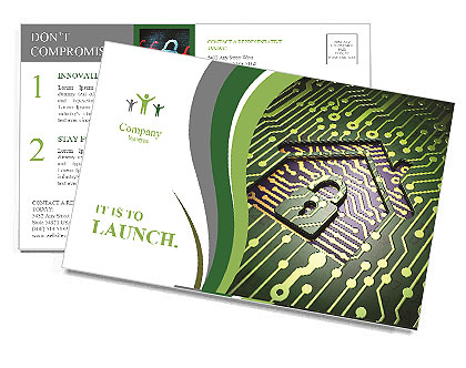 Security concept: circuit board with home icon, 3d render Postcard Template