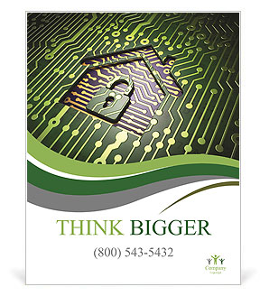 Security concept: circuit board with home icon, 3d render Poster Template