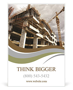 Construction site with crane and building Ad Template