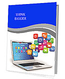 Computer mobility, internet communication and cloud computing concept: white laptop with cloud of co Presentation Folder