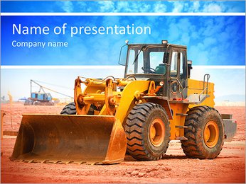 Bulldozer on a building site PowerPoint Template