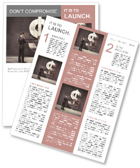 Young man thinking about business Newsletter Template