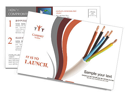 Closeup of a electric cable on a white background Postcard Template