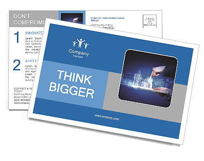 Engineering automation building designing. Construction industry technology Postcard Template