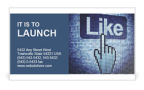 Screen with Like button and hand-shaped cursor, 3d render Business Card Template