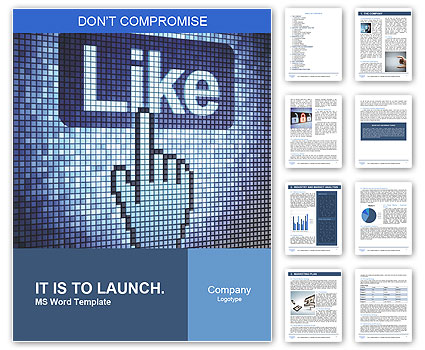 Screen with Like button and hand-shaped cursor, 3d render Word Template