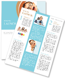 Portrait of a little boy in spectacles with white board. Isolated over white background. Newsletter Template