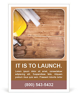 Copy Space Working Tool ( Hammer and glove ) And Bluprint Ad Template