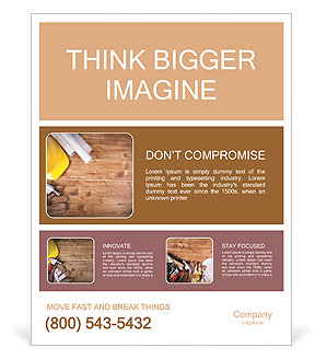 Copy Space Working Tool ( Hammer and glove ) And Bluprint Poster Template