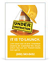 Helmet for builder worker. Traffic cones. Under construction sign. Icon isolated on white background Ad Template
