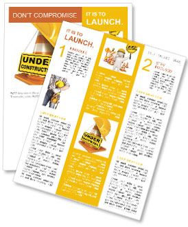 Helmet for builder worker. Traffic cones. Under construction sign. Icon isolated on white background Newsletter Template