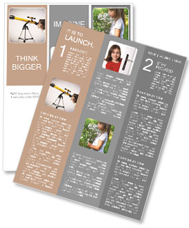Little girl using a telescope Newsletter Template