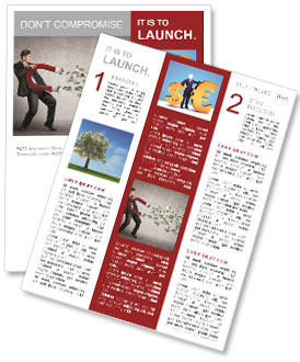 Businessman attracts money with a large magnet Newsletter Template