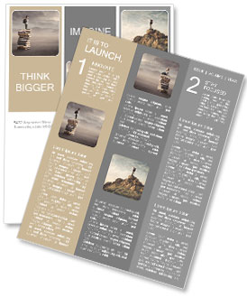 Child with rucksack standing on a stack of books Newsletter Template