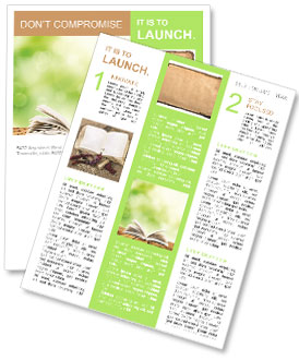 Open book on wood planks over abstract light background Newsletter Template