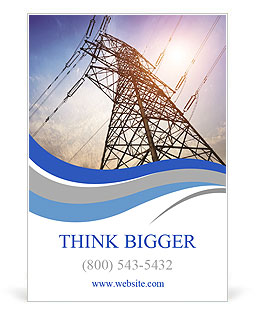 High voltage post.High-voltage tower sky background. Ad Template