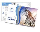 High voltage post.High-voltage tower sky background. Postcard Template