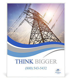 High voltage post.High-voltage tower sky background. Poster Template