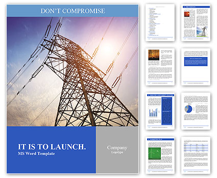 High voltage post.High-voltage tower sky background. Word Template