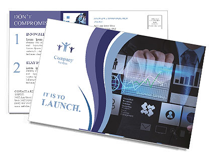 Businessman hand working with new modern computer and business strategy as concept Postcard Template
