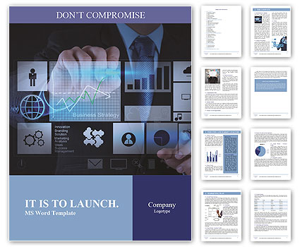 Businessman hand working with new modern computer and business strategy as concept Word Template