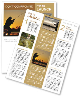 A fisherman fight against a bass at sunset Newsletter Template
